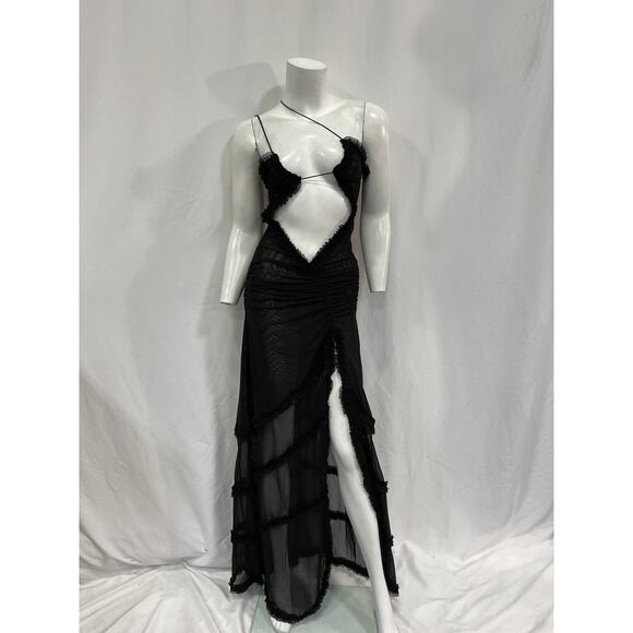 Jaded London Maxi 'Fatale' Black Polyester Dress Size  2 - Picture 2 of 5